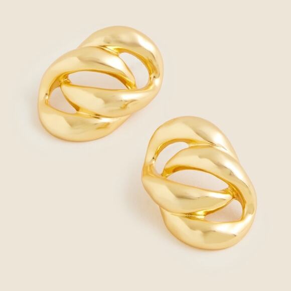 J. Crew Shiny Matte Gold Sculptural link earrings - Picture 3 of 9